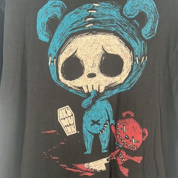 🔥🔥  Akumu Ink unisex Black horror skull bear graphic T-Shirt - Sz XL - EUC - Picture 3 of 5